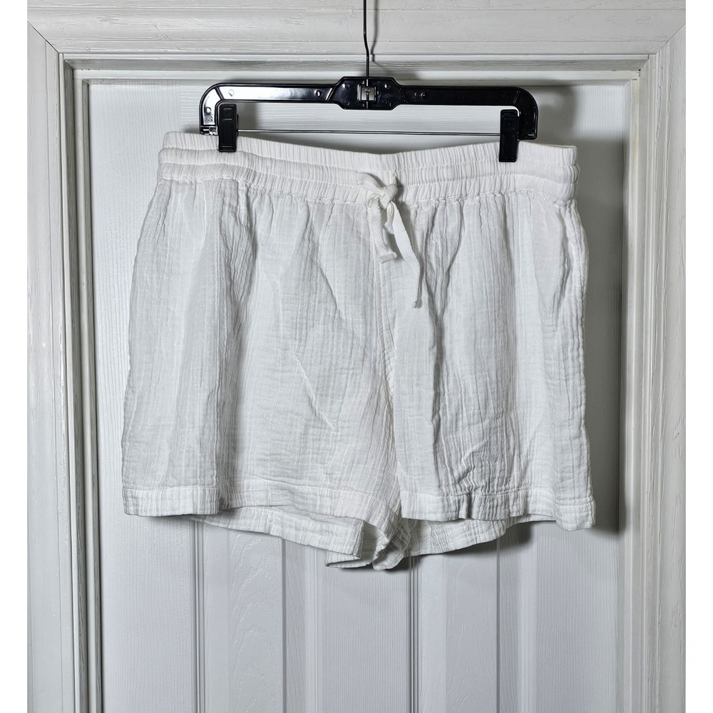 Summersalt Wide Leg Cotton Shorts Size 1XL Crinkle Organic Cotton White Coastal